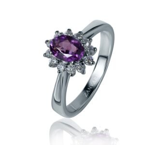 Crown of Dreams — 0.59–0.89ct Natural Amethyst Ring in Sterling Silver