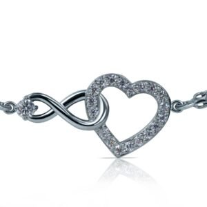 Infinity of Love — Moissanite Heart Anklet in Sterling Silver