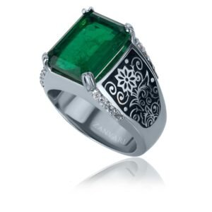 The Greenwich Ring — Men's Green Stone & Moissanite Ring in Sterling Silver