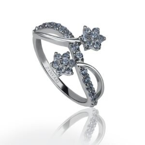 Moissanite Bloom — Infinity Knot Ring in Sterling Silver