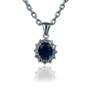 Sapphire Bliss — Sapphire Glass & Moissanite Necklace in Sterling Silver