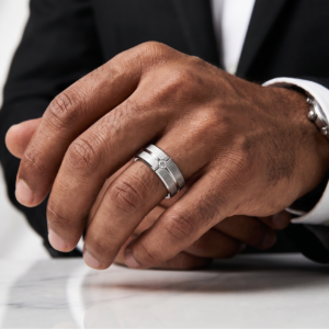 Built to Endure — Men's Moissanite Band Ring in Sterling Silver