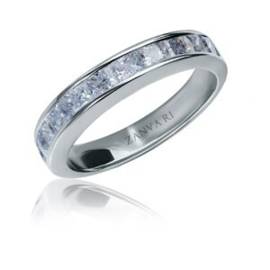 River of Light — Princess Cut Moissanite Band Ring in Sterling Silver