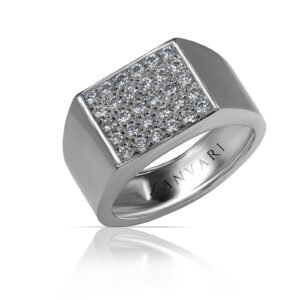 Enduring Light — Men's Pavé Moissanite Signet Ring in Sterling Silver