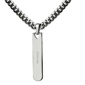 Slay Bar — Men's Silver (Chandi) Bar Pendant Necklace in Sterling Silver