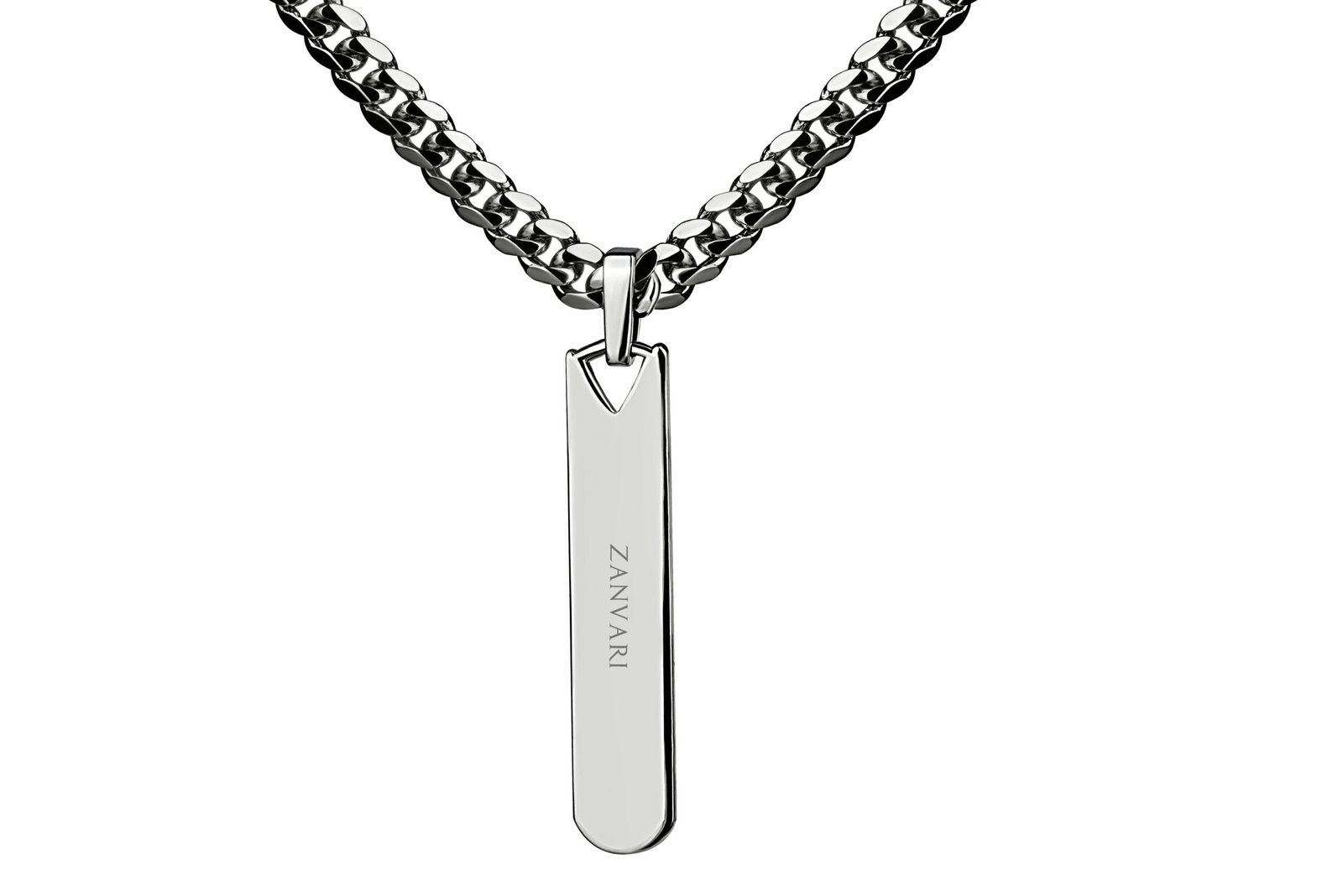 Slay Bar — Men's Silver (Chandi) Bar Pendant Necklace in Sterling Silver