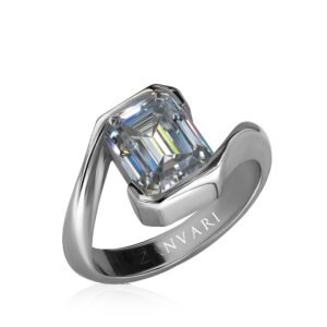Promise of Light — 3ct GRA Certified Emerald Cut Moissanite Ring in Sterling Silver