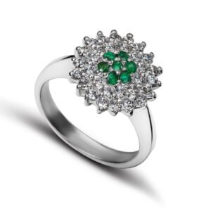 Blossom Emerald Ring — Natural Emerald & Moissanite in Sterling Silver