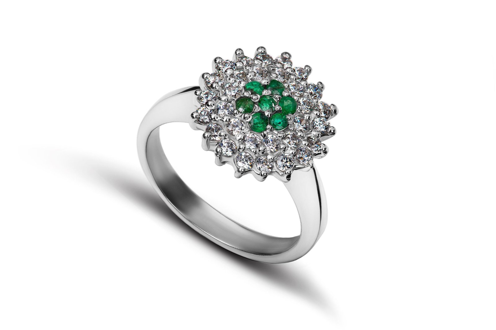 Blossom Emerald Ring — Natural Emerald & Moissanite in Sterling Silver