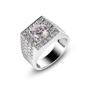 Moissanite Pavé — Men's Moissanite Engagement Ring in Sterling Silver