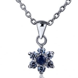 Sparkling Natural Sapphire Flora — Moissanite Pendant in Sterling Silver