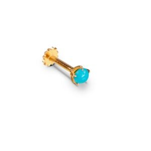 Vibrant Natural Turquoise (Feroza) 21k Gold Nose Pin