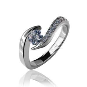 Glinted Harmony — 0.5ct GRA Certified Moissanite Ring in Sterling Silver