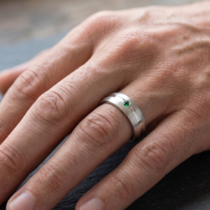 Imperium Emerald Band — Men's Natural Emerald Ring in Sterling Silver