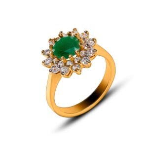 Serene Harvest Ring — Jade & Moissanite in Gold-Plated Sterling Silver