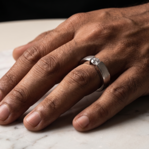Two Paths, One Centre, One Vow — Men's 0.5ct GRA Certified Moissanite Ring in Sterling Silver