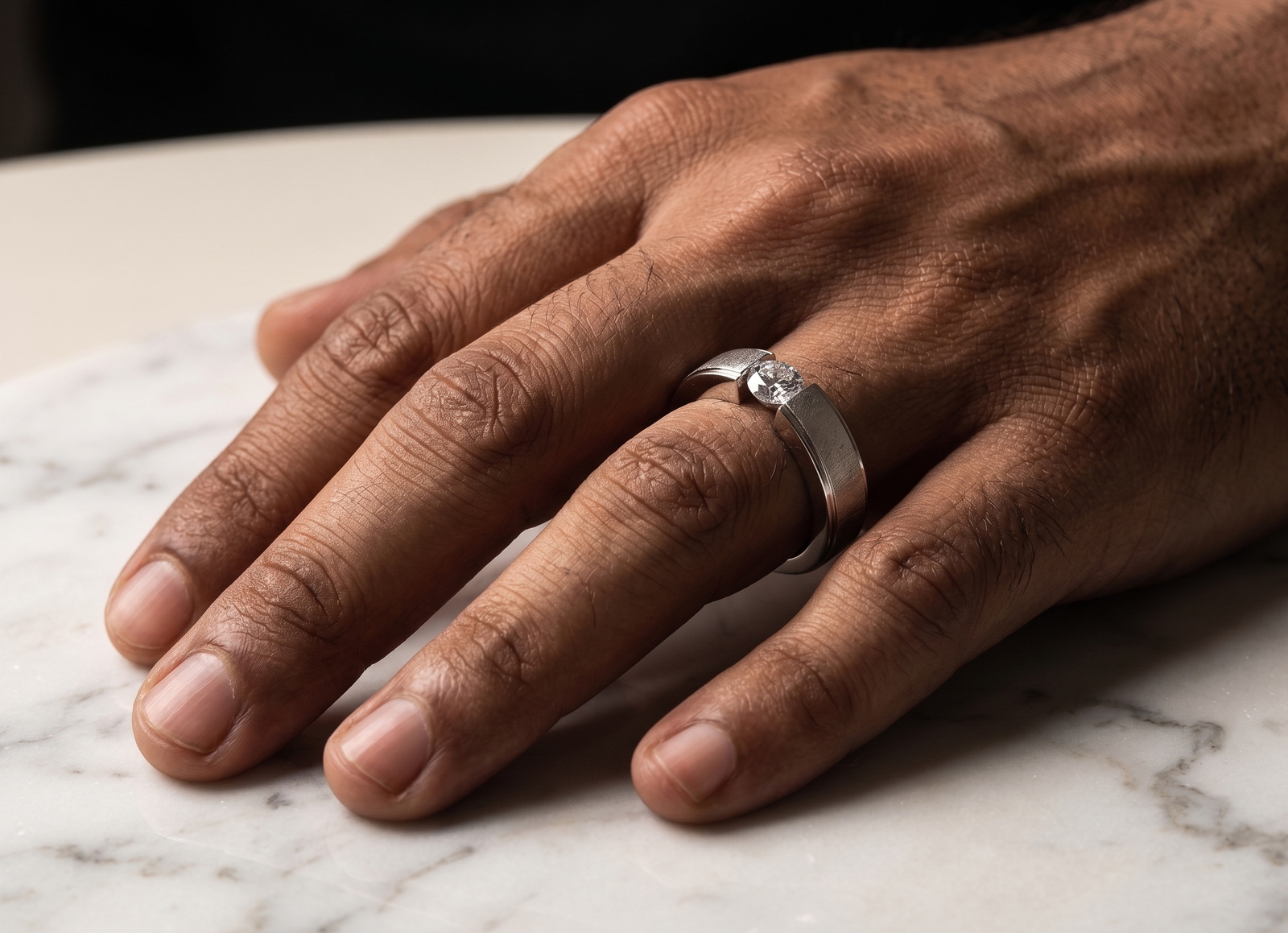 Two Paths, One Centre, One Vow — Men's 0.5ct GRA Certified Moissanite Ring in Sterling Silver