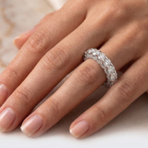 The Line of Light Band — Moissanite Half Eternity Ring in Sterling Silver