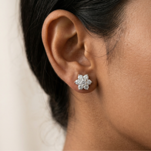 The Chromatic Charm — Moissanite Floral Studs in Sterling Silver