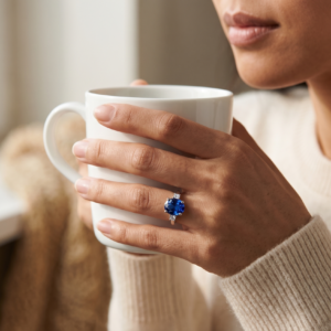 Mystic Blue Sapphire — Synthetic Sapphire Ring in Sterling Silver