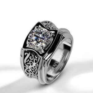 Heritage — Men's 2ct GRA Certified Moissanite Ring in Sterling Silver