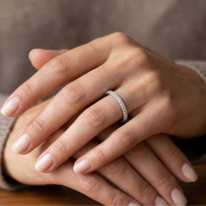 Soft Shimmer — Pavé Moissanite Ring in Sterling Silver