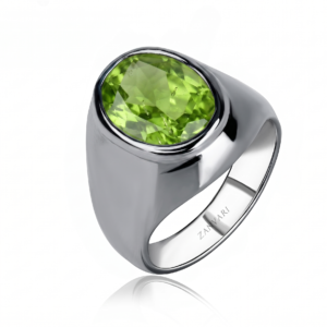 Green Dominion — Men's 4–5ct Natural Peridot Ring in Sterling Silver