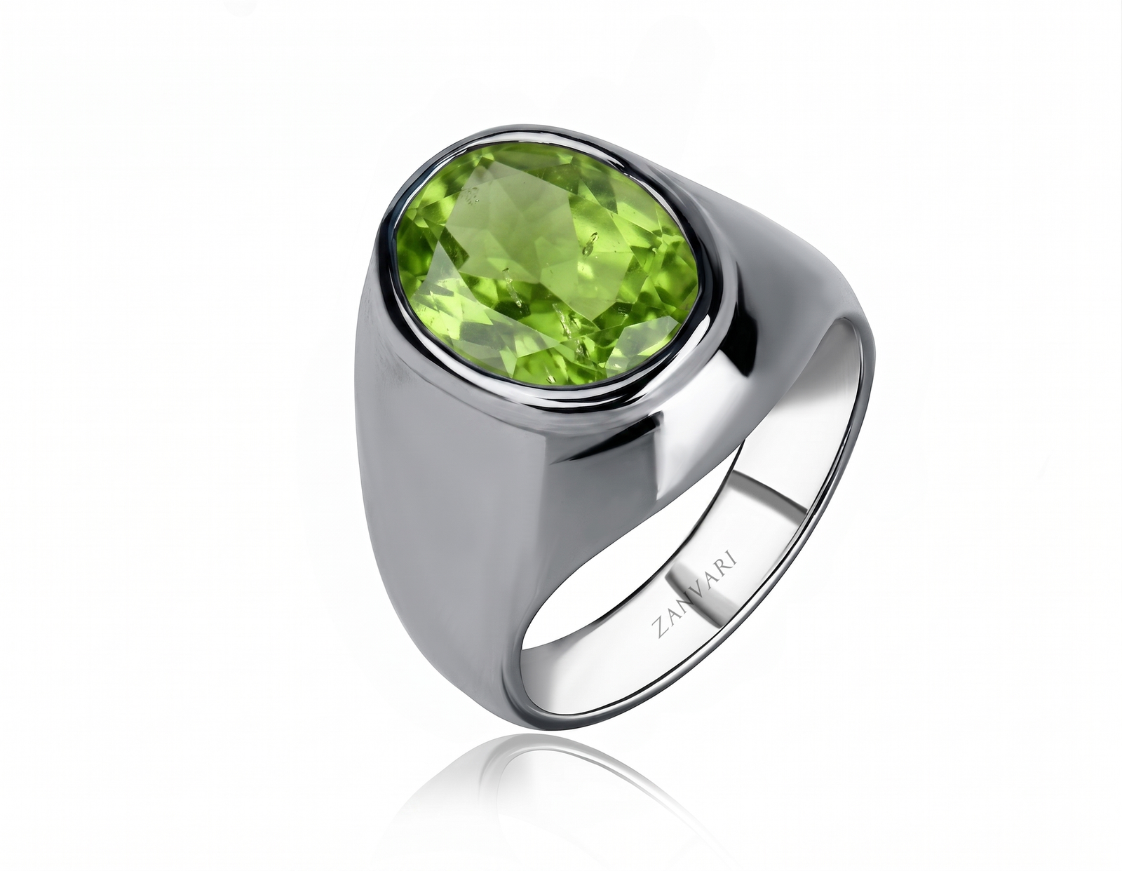 Green Dominion — Men's 4–5ct Natural Peridot Ring in Sterling Silver