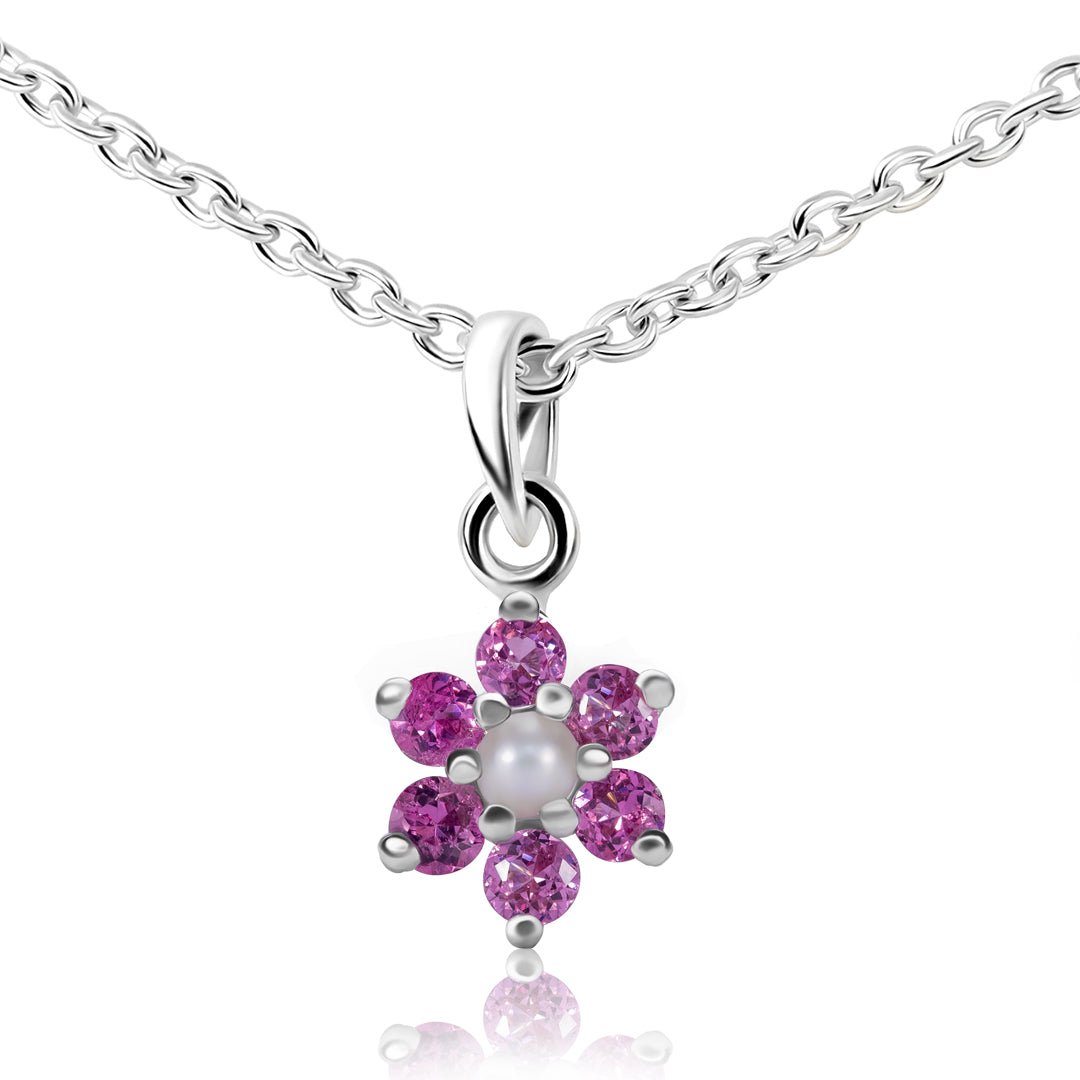 Pink Spark — Natural Pink Ruby & Pearl Necklace in Sterling Silver