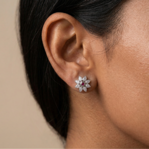 Roselight Grace — Ruby Stud Earrings in Sterling Silver