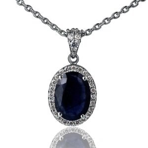 Beauty of Night Sky — 8-9ct Natural Sapphire Necklace in Sterling Silver