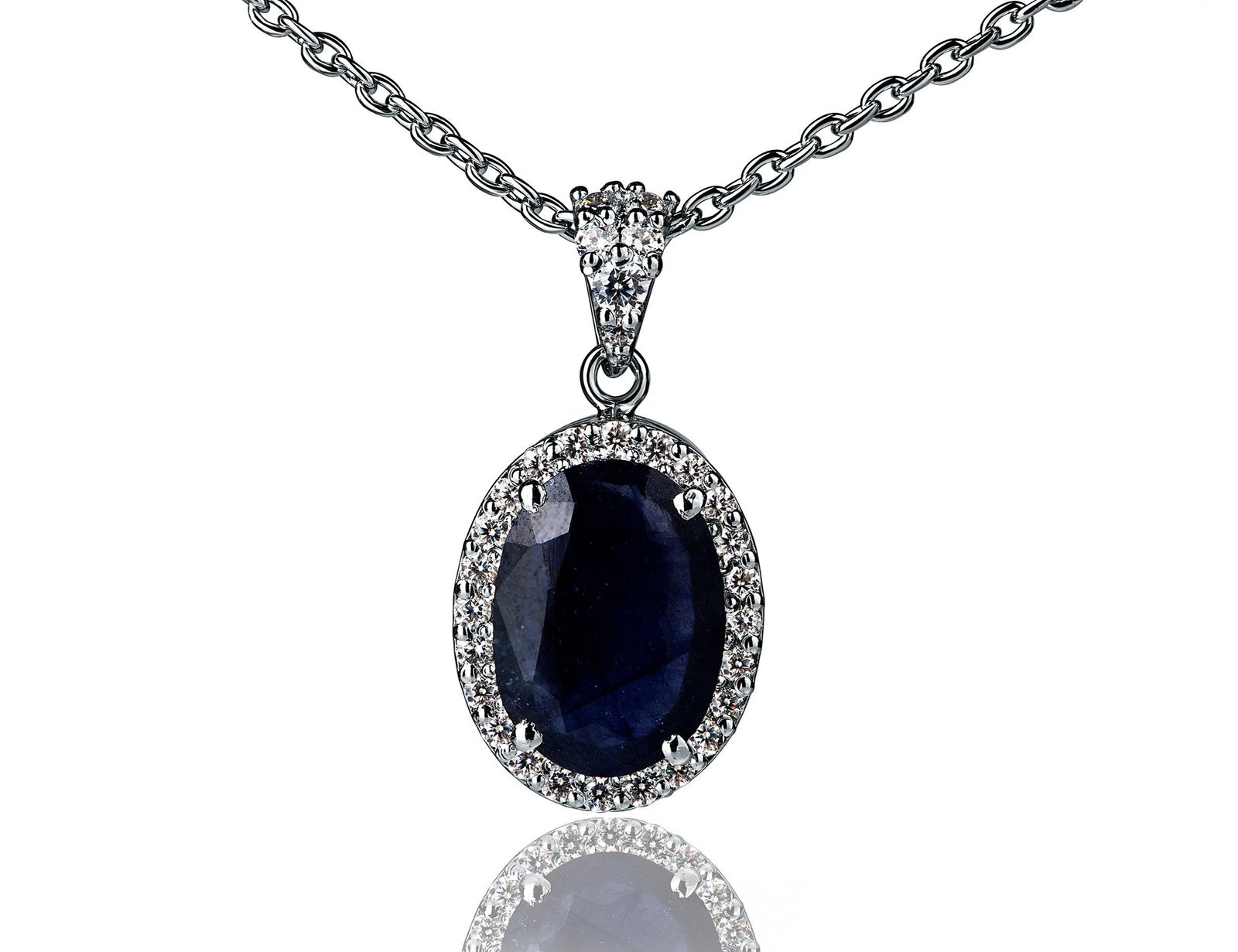 Beauty of Night Sky — 8-9ct Natural Sapphire Necklace in Sterling Silver