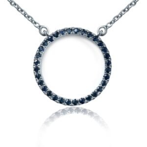 Midnight Round — Natural Sapphire Necklace in Sterling Silver