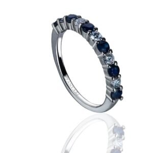 Gleam of Sapphire and Moissanite Ring in Sterling Silver