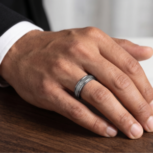 Signature Diamond Brush — Men's Natural Diamond Ring in Sterling Silver