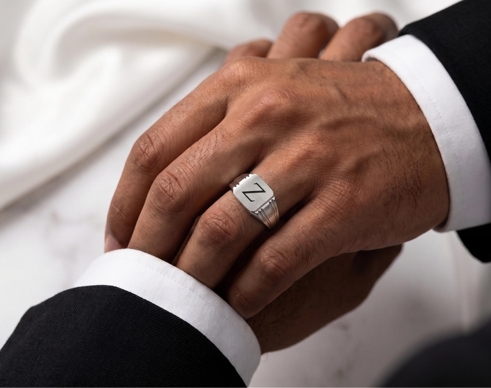 Legacy Letter Signet — Men's Silver (Chandi) Signet Ring in Sterling Silver