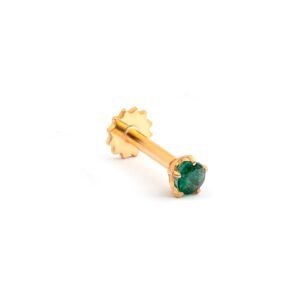Elegant Emerald — Natural Emerald Nose Pin in 21k Pure Gold