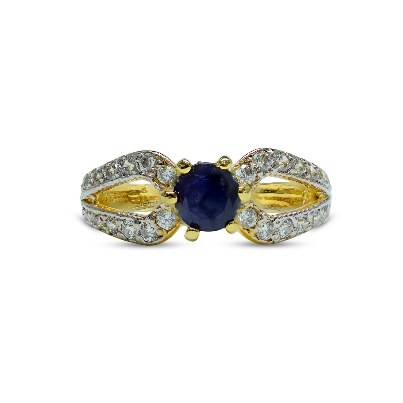 Golden Affinity — Natural Sapphire Solitaire Ring in Sterling Silver