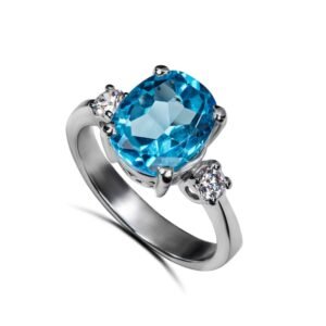 Midnight Topaz — 3.5ct Natural Blue Topaz Ring in Sterling Silver