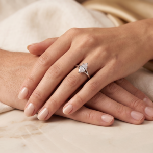 Veil of Light — 1ct Marquise Cut Moissanite Ring in Sterling Silver