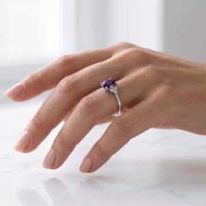 Violet Whisper — 1-2ct Natural Amethyst Ring in Sterling Silver