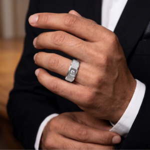 Vow of Still Star — Men's Moissanite Ring in Sterling Silver