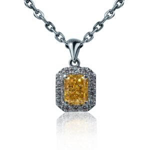Lemon-Zest Sparkle — Yellow Moissanite Necklace in Sterling Silver